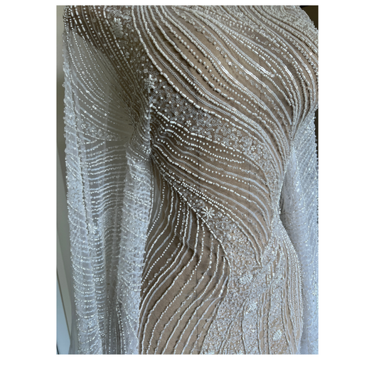 SWIRL OFF WHITE BEADED LACE