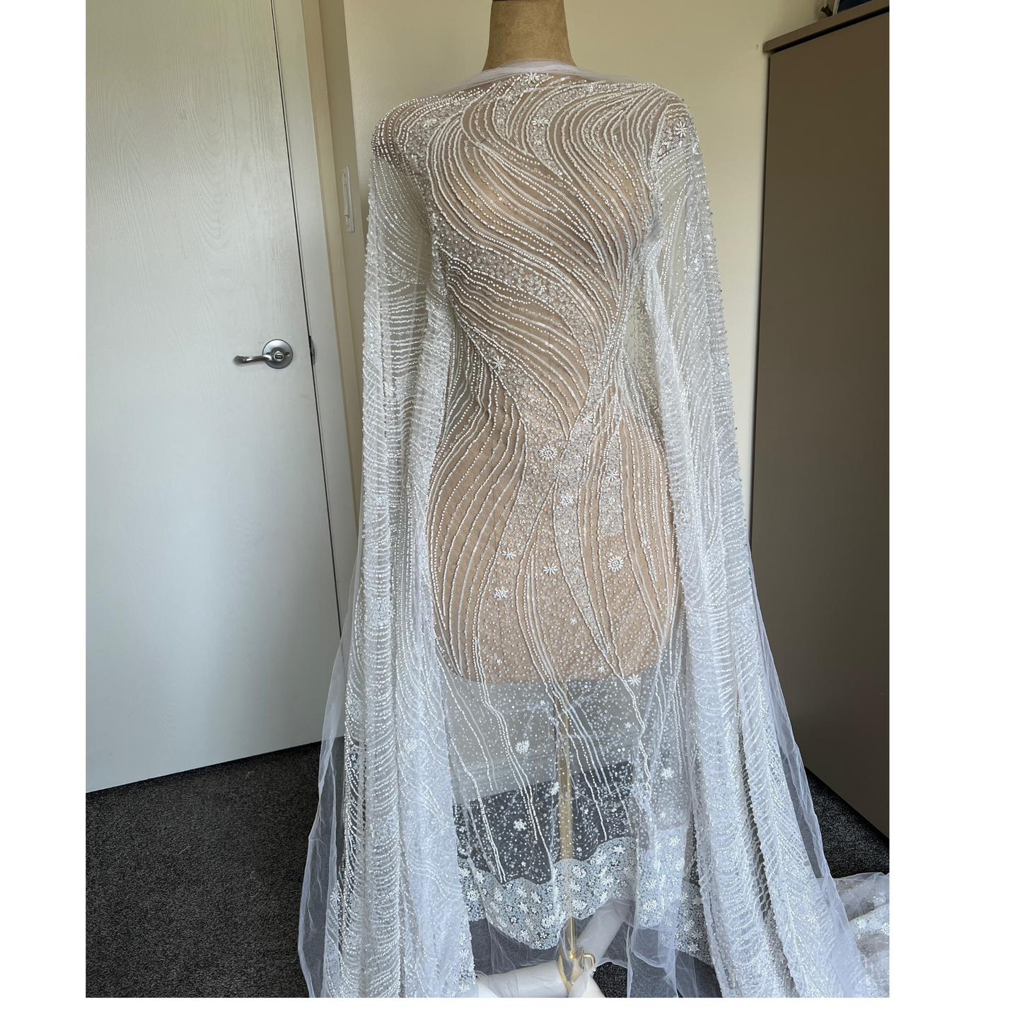 SWIRL OFF WHITE BEADED LACE