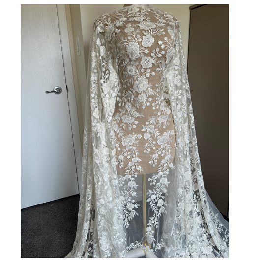 FLORAL OFF-WHITE BEADED LACE