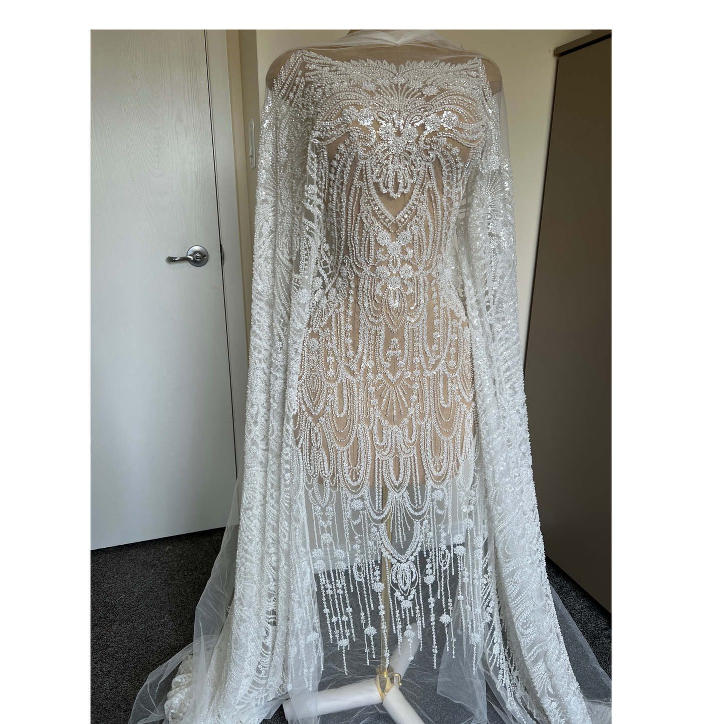 OFF WHITE BEADED LACE