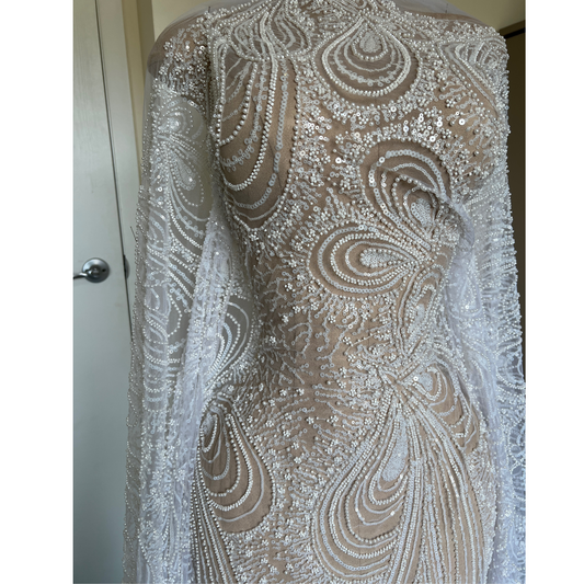 SWIRL OFF-WHITE PEARL  BEADED LACE