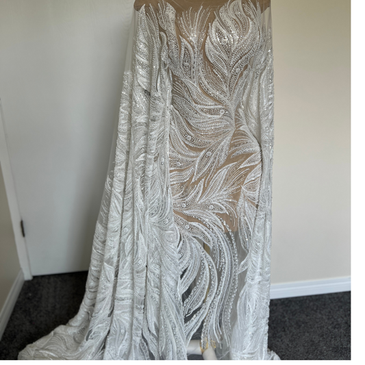 OFF-WHITE BEADED LACE